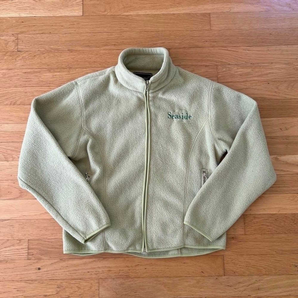 Green Fleece Jacket Seaside Oregon Embroidered Womens XS